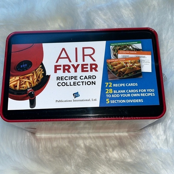 🆕 Air Fryer Recipe Card Collection in Red Tin Storage Box with Dividers - Picture 3 of 4